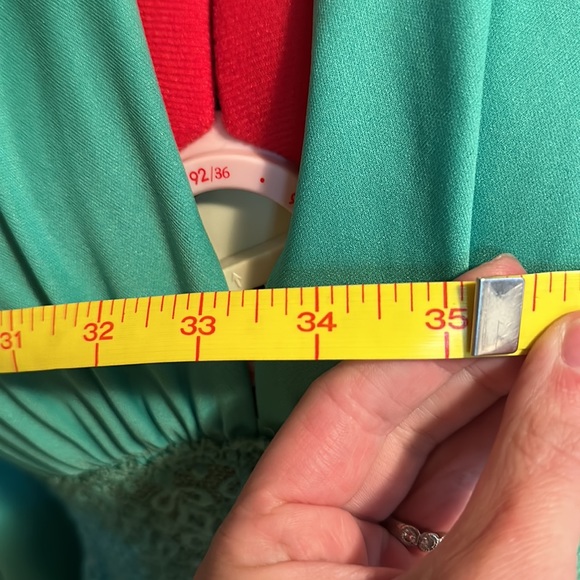 Vintage 70s Aqua Polyester Gown - Picture 6 of 7